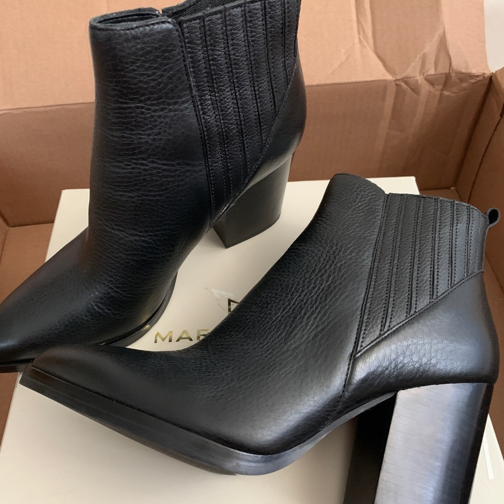 Marc Fisher Black Leather Alva Bootie size 7